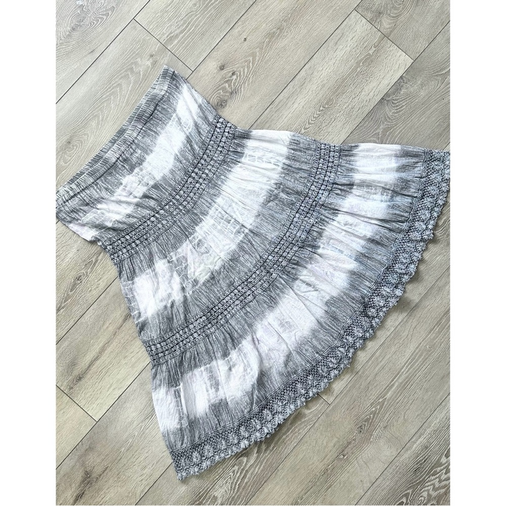 Metro Wear Tie Dye Crochet Tiered Midi Skirt